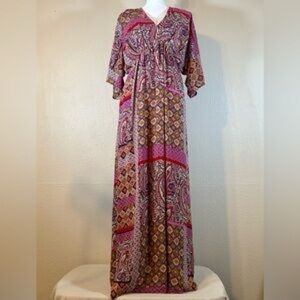 Entro Paisley Maxi Dress - Pink and Brown
